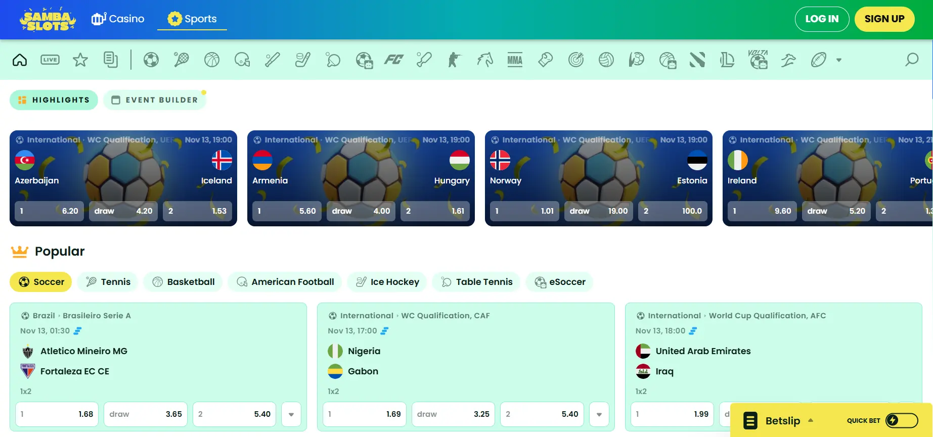 Paris sportifs Samba Slots