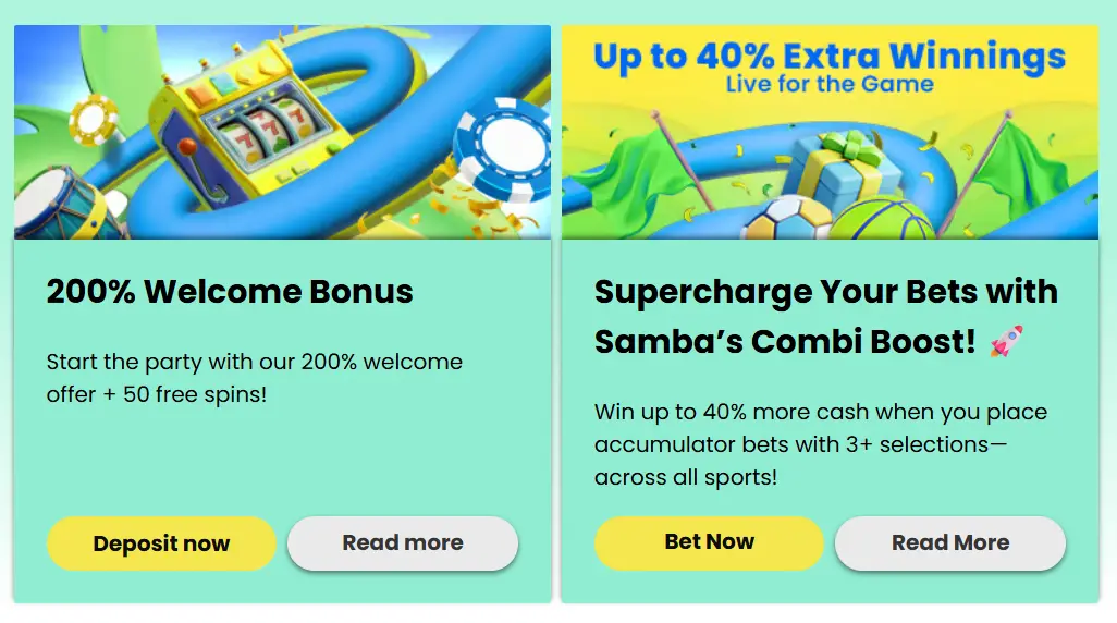 Promotions et bonus Samba Slots